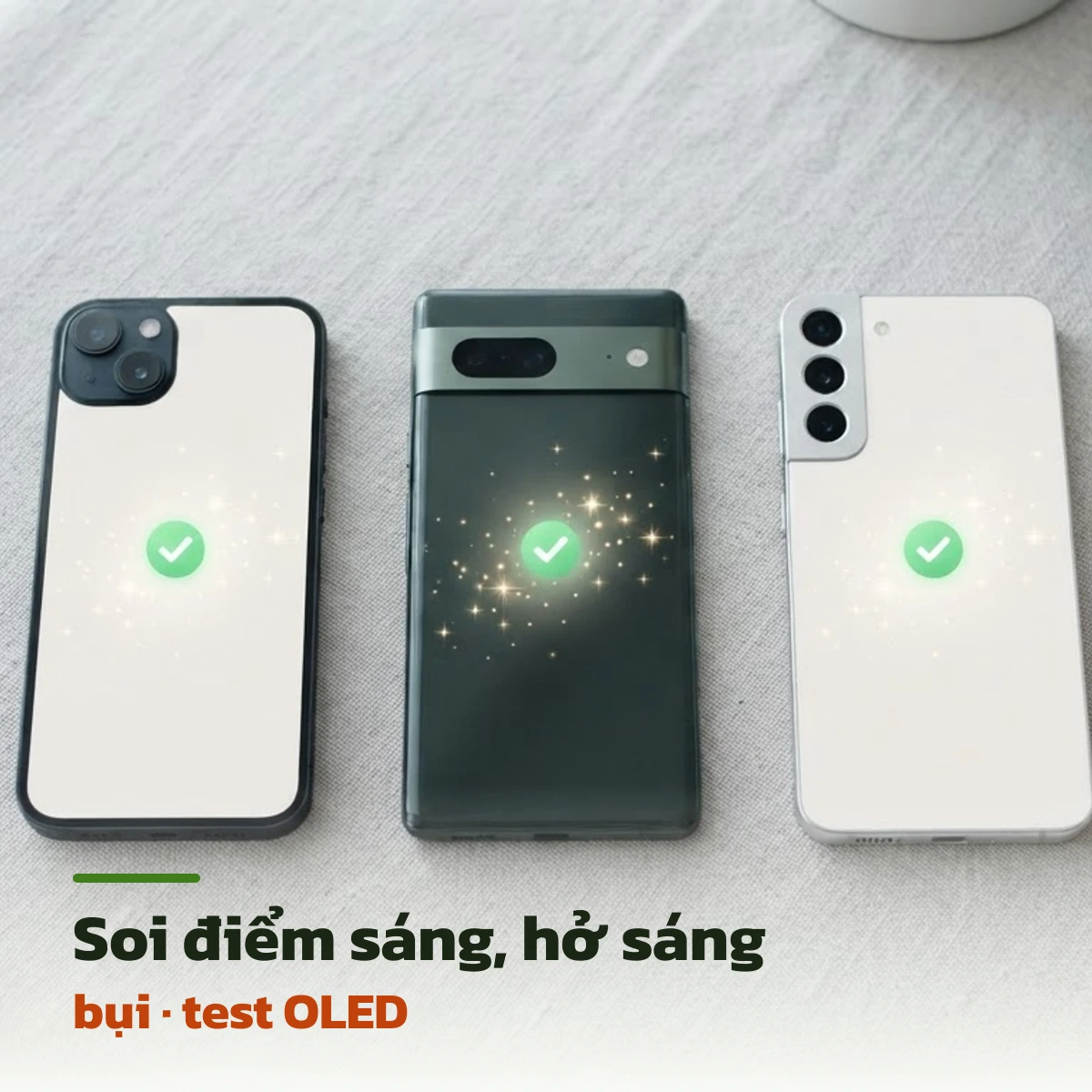Dùng màn hình đen full để soi điểm sáng, hở sáng, bụi và test màn hình OLED trên nhiều điện thoại