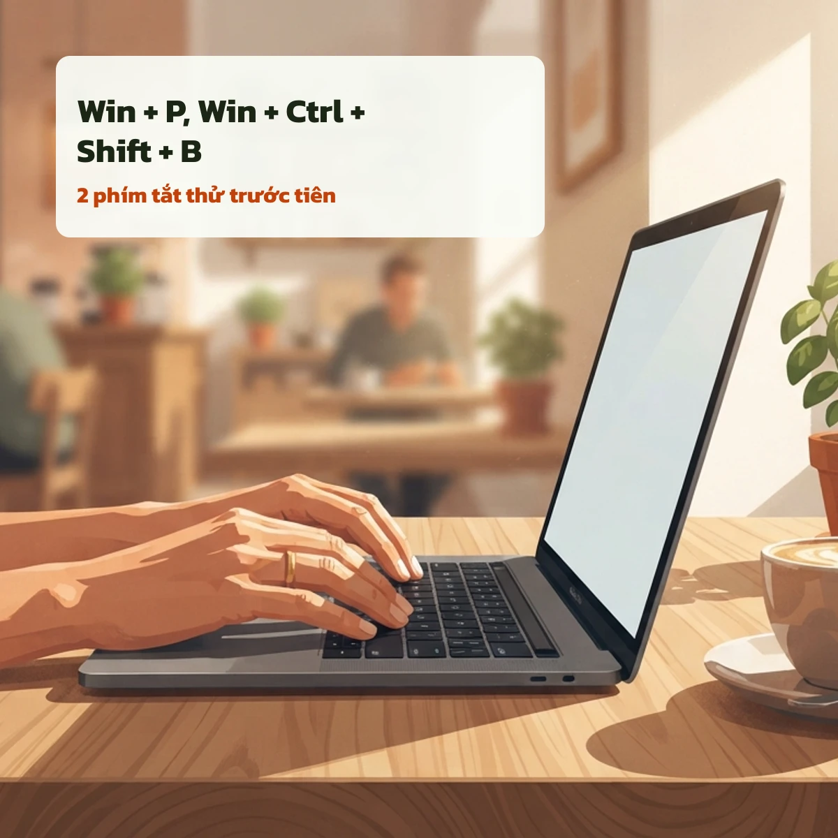 Thử phím tắt Win P và Win Ctrl Shift B khi màn hình laptop bị tối đen
